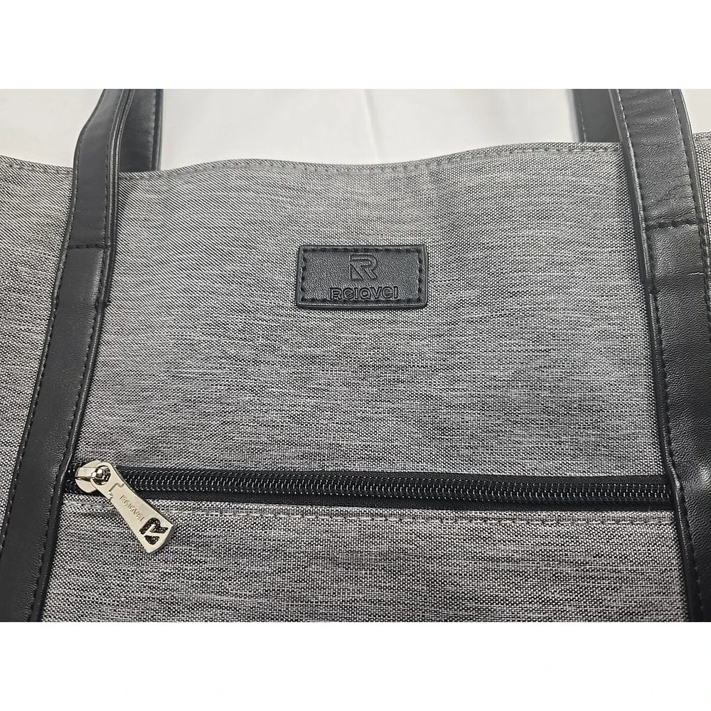 Relavel Women Gray Messenger lunch Bag gray w/satin brown lining outer‎ USB Port